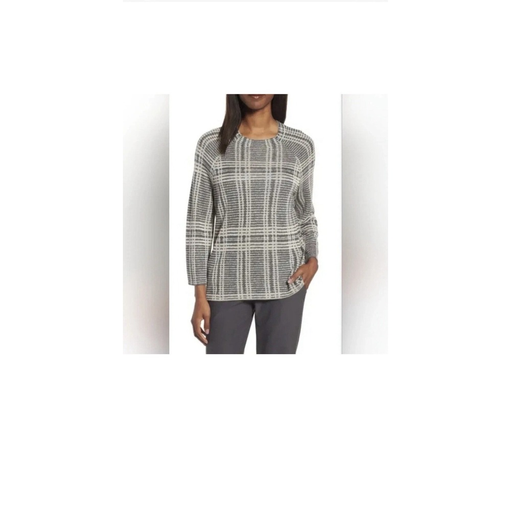 Eileen Fisher Sweater Womens Xs Tencel Merino Wool Roundneck Knit Pullover‎ Gray